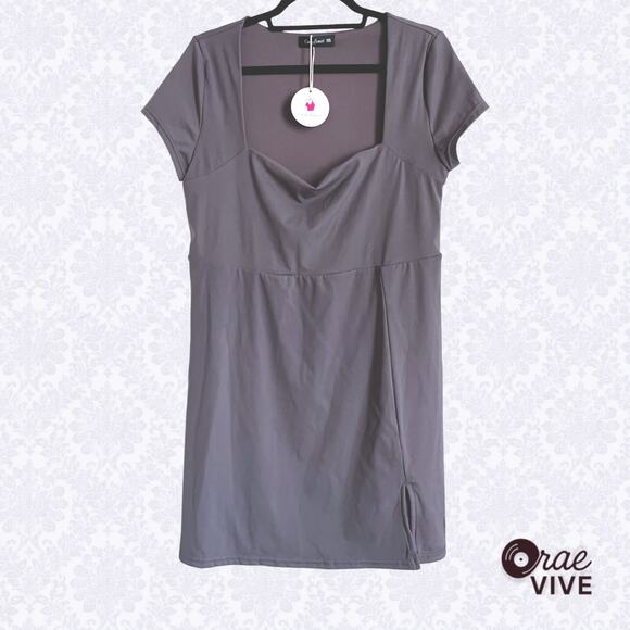 NWT Casly Lamiit XXL Grey Square Neck Cap Sleeve Active Dress - Picture 1 of 5